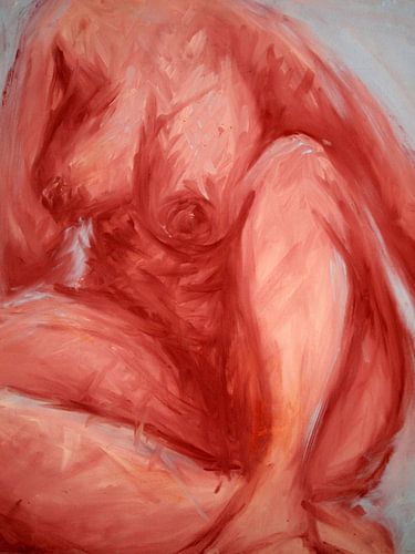 Vrouwelijk naaktmodel in koud blauw licht