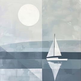 Abstract Geometric Sailboat by Poster Art Shop