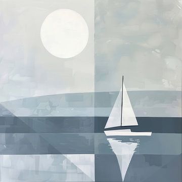 Abstracte Geometrische Zeilboot van Poster Art Shop