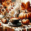 Herbstliches Kaffeeerwachen mit Kürbissen von artefacti