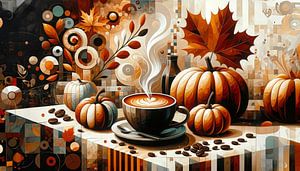 Herbstliches Kaffeeerwachen mit Kürbissen
