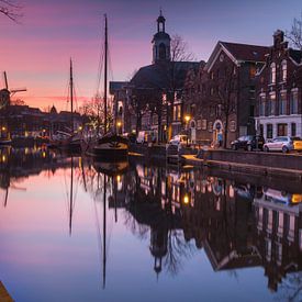 Lange Haven Schiedam at sunset by Ilya Korzelius