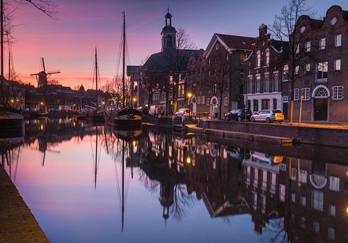 Lange Haven Schiedam bij zonsondergang