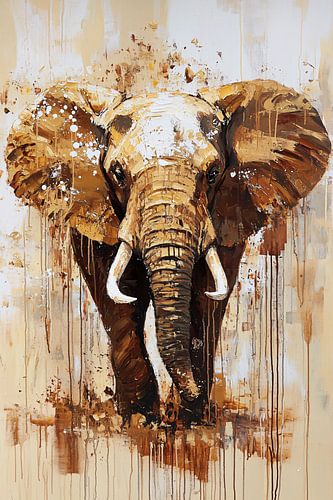Peinture dynamique d'éléphant sur toile