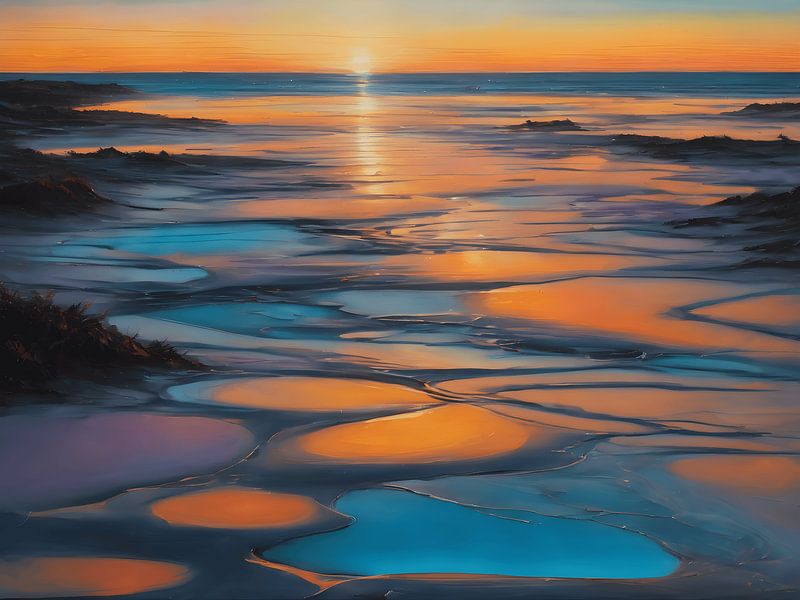 The coastline at sunset by Jolique Arte