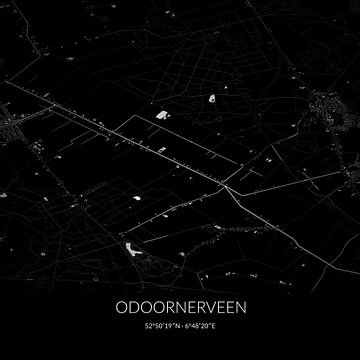 Zwart-witte landkaart van Odoornerveen, Drenthe. van Rezona