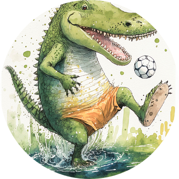 Grappige krokodil speelt voetbal van Peter Roder