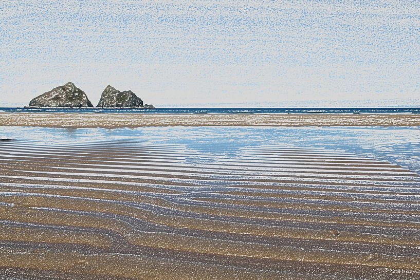 Holywell Bay, der Strand von Ross Poldark - Zeichnung von Anouk Davidse