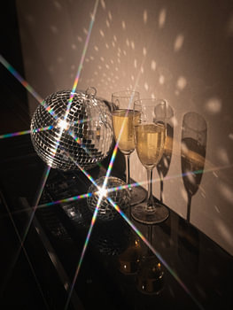 Disco Ball Champagne Celebration Holiday Sparkle Photography