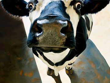 Black and white cow up close by Lauren Wilde