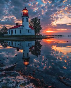 Sonnenaufgang küsst den Leuchtturm