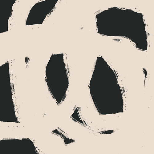 Japandi shapes. Black and white abstract painting. by Dina Dankers