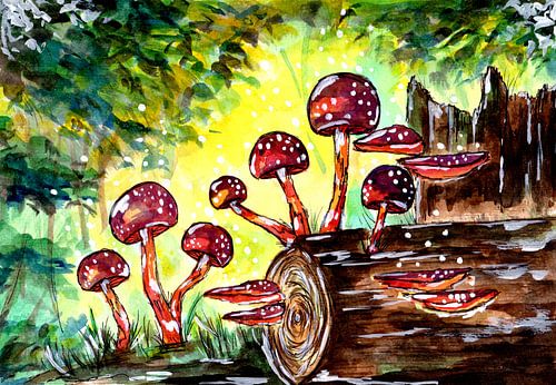 Red mushrooms in the forest