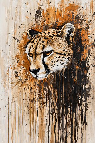 Cheetah in abstracte verfspetters