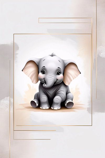 Niedliches Baby Elefant digitale Kunst von Art & Soul Creations
