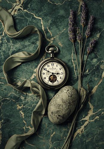 The Timekeeper: Vintage zakhorloge op groen marmer