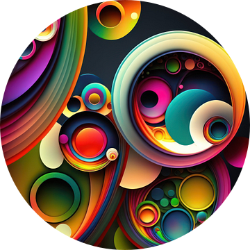Abstract kleurrijke cirkels van Natasja Haandrikman