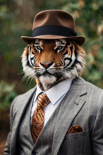 Stijlvolle tijger met hoed