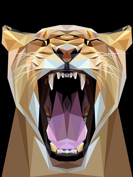 Abstract Tiger Close Eyes and Open Mouth by Yoga Art 15