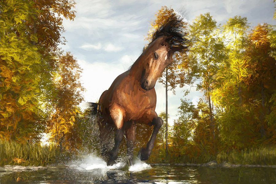 Painted running horse