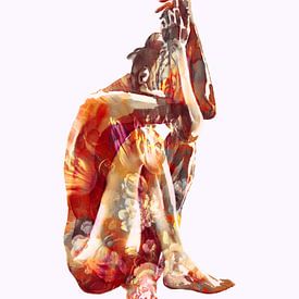 The Naked Collection - In elkaar gedoken - Een naakte vrouw in yoga pose van MadameRuiz