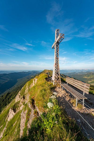 Hochgrat and its summit cross by Leo Schindzielorz