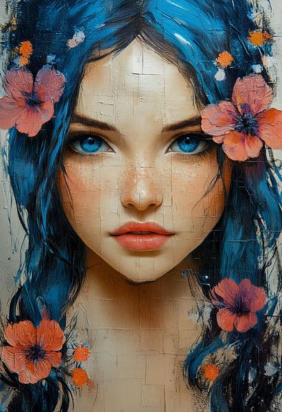femme avec des fleurs style métropolitain par Egon Zitter
