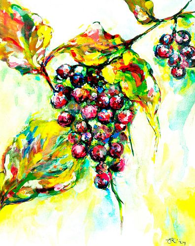 Grappe de raisin. ( 1 ) Aquarelle peinte à la main.