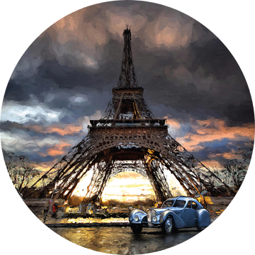 Bugatti Type 57- Eiffel Toren, Parijs van Martin Melis