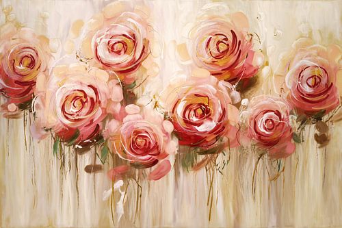 Abstracte rozen in warme tinten