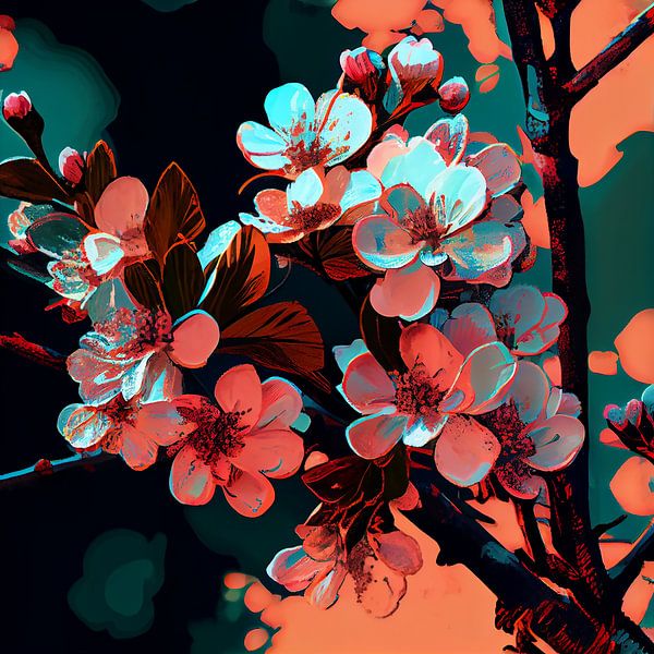 Kirschblüten Pop Art II von Bianca ter Riet