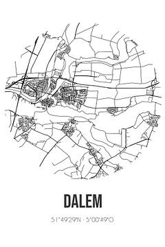 Dalem (South-Holland) | Map | Black and white by Rezona
