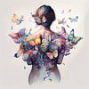 Watercolor Butterfly Woman Body #1 by Chromatic Fusion Studio