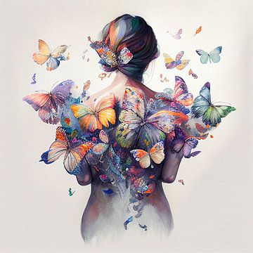 Watercolor Butterfly Woman Body #1