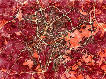 Map of Le Mans with the style 'Amber Autumn' by Maporia