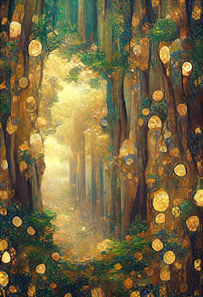 Märchenwald im Stil von Gustav Klimt von Whale & Sons auf ArtFrame,  Leinwand, Poster und mehr | Art Heroes