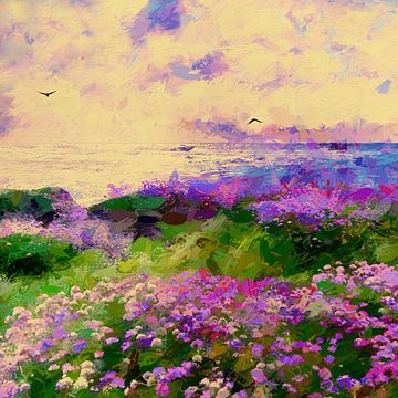 Coucher de soleil sur la mer sur Andreas Wemmje