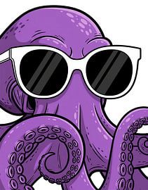 Paarse octopus die zonnebril draagt Illustratie