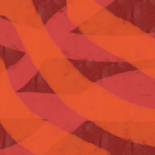 Moderne abstracte kunst. Penseelstreken in oranje, roze, terra.