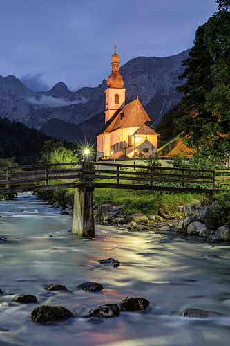 Church in Ramsau in the evening