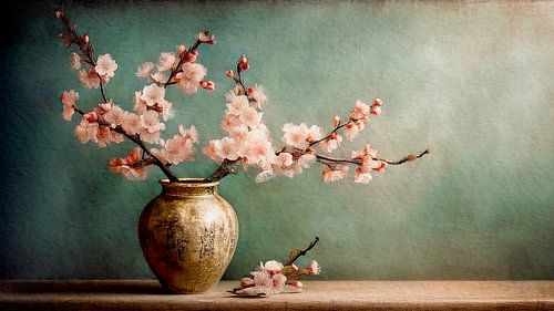 Japandi-Stillleben mit Mandelblüte