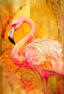 De elegante flamingo in goud van Whale & Sons.
