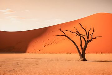 Eenzame boom in Sossusvlei Namibië van Visuals by Justin