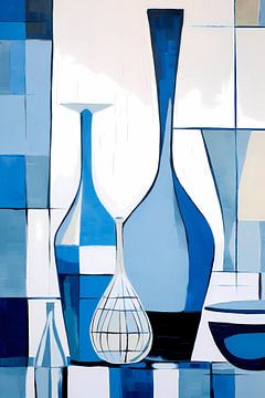 Vases modernes bleus sur haroulita