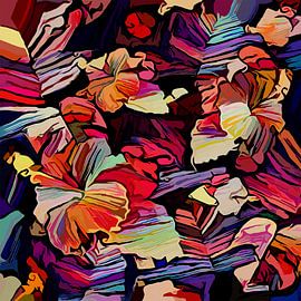 Hibiscus onder palmbomen van Andreas Wemmje