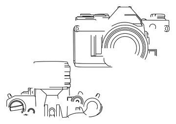 Analogkamera-Silhouette (Canon AE-1-Stil) von Drawn by Johan