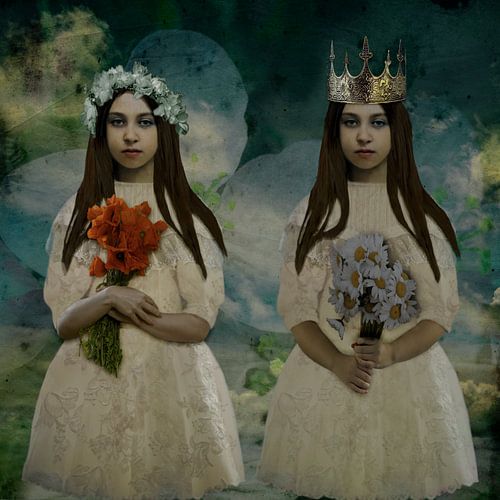 Vintage Blumen Gänseblümchen & Welpe