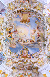 Plafond van de Wieskirche, Duitsland
