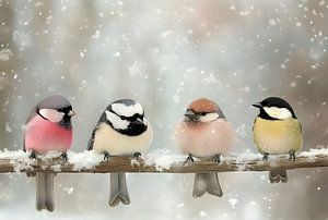 Vier Schneevögelchen