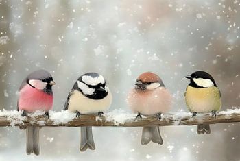 Quatre oiseaux des neiges